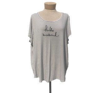 Sunday 'Hello Weekend' Striped Plus Size Shirt 2X